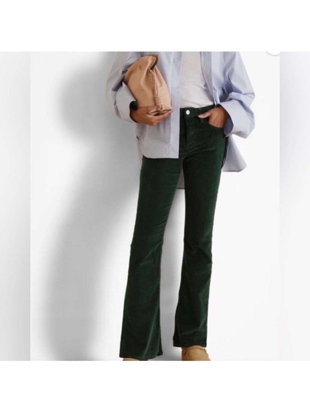 Frame Denim Dark Green Corduroy Flare Jeans
